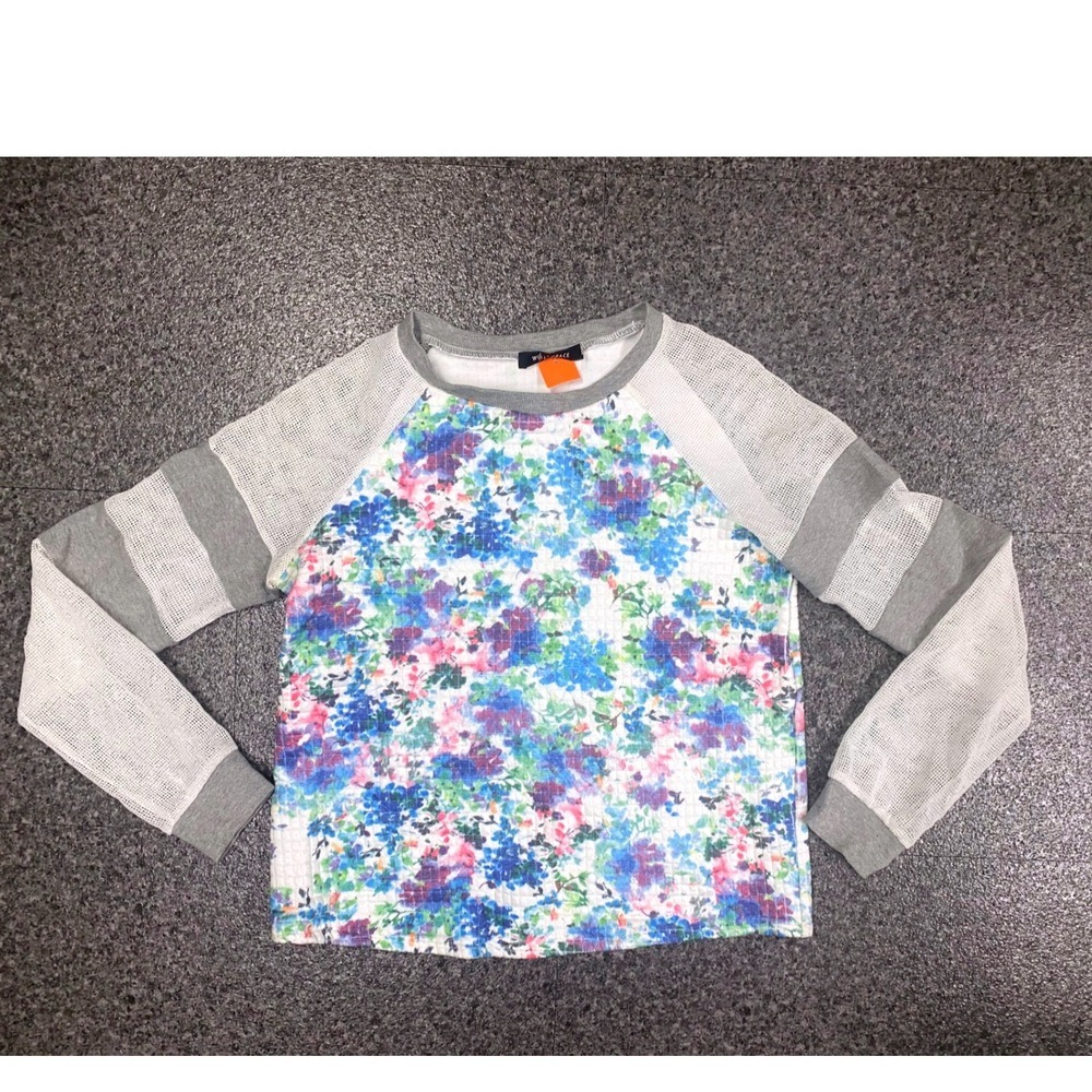 Wells Grace Women Floral Print Raglan Sleeve Long Sleeve NWT‎ Shirt Top Size M